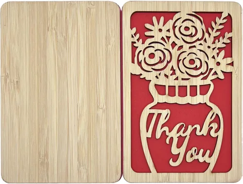 Vista 7 de Tarjetas de agradecimiento de madera con sobres, florero en blanco, tarjeta de regalo de Acción de Gracias para profesor, jefe, amigos, familia