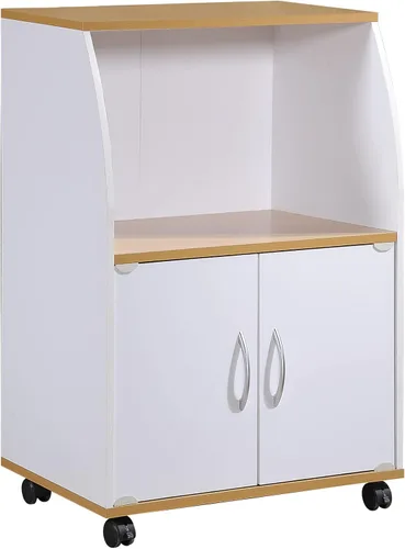 Vista 6 de Hodedah Mini carrito de microondas con dos puertas y estante para almacenamiento, cereza