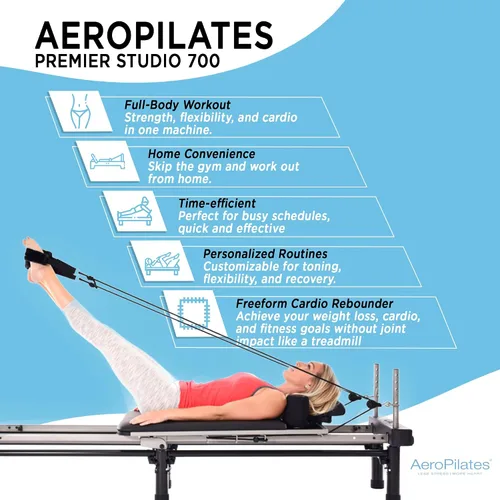 Vista 2 de AeroPilates Pilates Reformer Machine, Gym Equipment for Resistance Workout, Strength & Fitness Training - Foldable & Compact