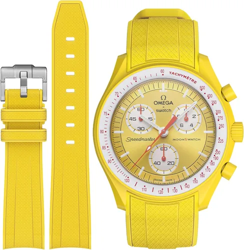 Vista 16 de Correa Stanchev para reloj Moonswatch, correa de silicona suave curvada sin espacio de 20mm para reloj Omega X Swatch Speedmaster, correa
