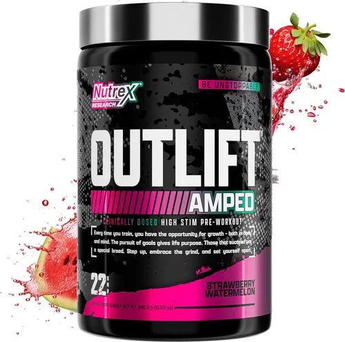 Vista 8 de OUTLIFT Amped Max Dosed HIGH STIM - Polvo para antes del entrenamiento, citrulina 6G, 3.2G Beta alanina, Alpha GPC, CognatiQ, energía extrema