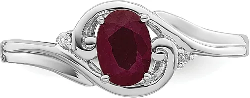 Vista 5 de 925 Sterling Silver Diamond Red Ruby Band Ring Gemstone Fine Jewelry For Women Gifts For Her