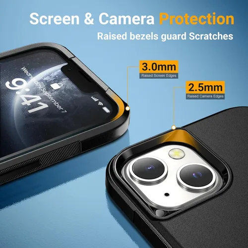 Vista 4 de jaroco Funda para iPhone 13 y Funda para iPhone 14 y Funda para iPhone 15 [Protección de Servicio Pesado][Protección contra Caídas de Grado