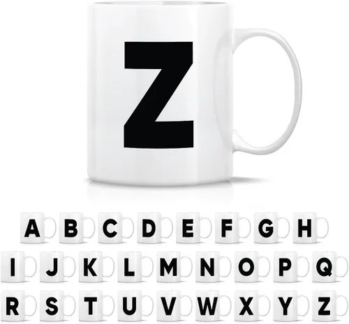 Vista 14 de Retreez Taza con monograma con monograma del alfabeto de la A a la Z con inicial, tazas de café de cerámica de 11 onzas – Agradecimiento