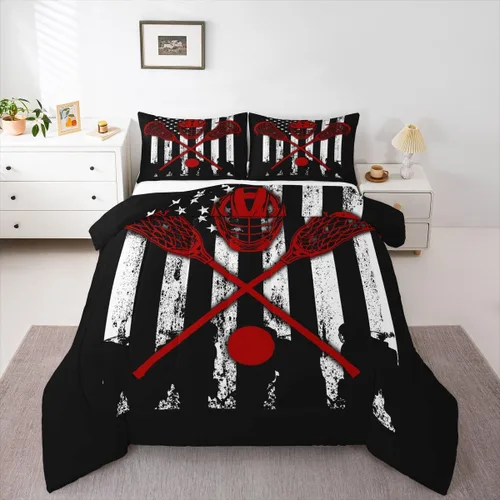 Vista 17 de Erosebridal - Juego de edredón individual para niños con diseño de béisbol y sóftbol, juego de cama deportivo acolchado para niños, edredón