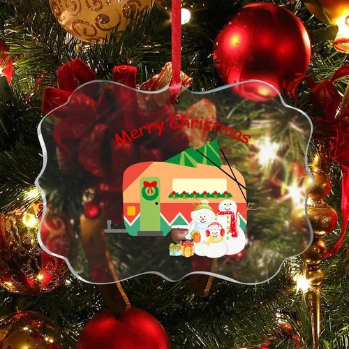 Vista 9 de Adorno de recuerdo divertido para campamento, árbol de Navidad, muñeco de nieve, adorno transparente para cámper, regalo de Navidad, Navidad, hogar