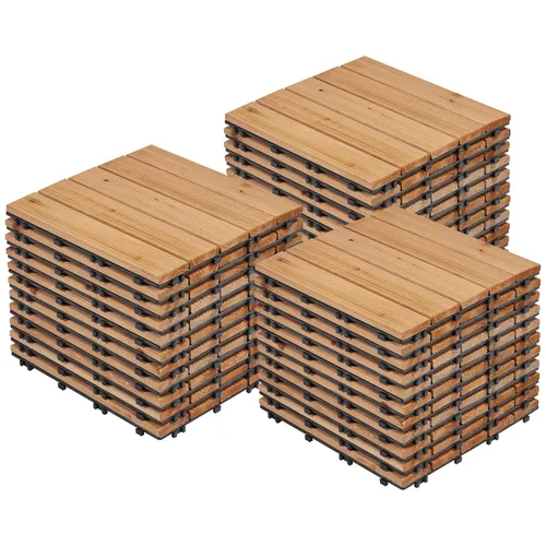 Vista 12 de Yaheetech 55 azulejos de terraza de patio entrelazados de madera compuesta de madera para cubierta de pisos de madera de 12 x 12 pulgadas, madera