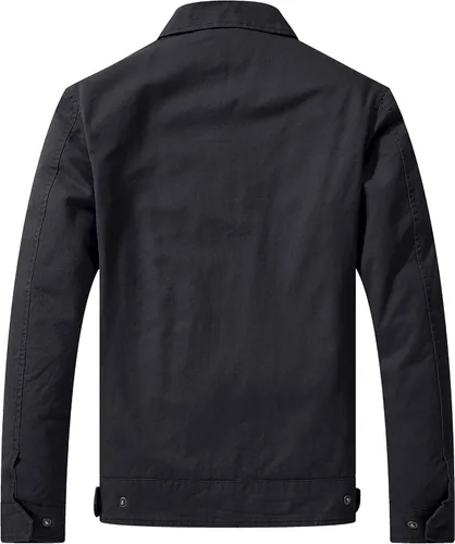 Vista 2 de WenVen Chaqueta de algodón militar ligera para hombre, abrigo de trabajo con solapa de primavera casual