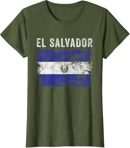 Vista 7 de Bandera de El Salvador envejecido - Hombres Mujeres - Camiseta de la bandera salvadoreña, Negro
