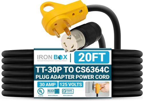 Vista 19 de IronBox Electric TT-30P a TT-30R - Adaptador y extensión - 30A, 125V, 10/3 SOOW - Cable adaptador de conector de enchufe resistente, cable