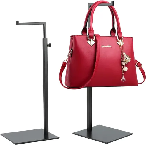 Vista 10 de Soporte de exhibición dorado para bolso, paquete de 2 soportes de exhibición de bolso de altura ajustable, base antideslizante de estabilidad