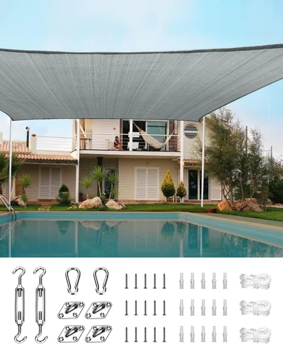 Vista 10 de Quictent Toldo rectangular de polietileno de alta densidad de 6.53 oz, 98% de bloqueo UV, para patio, jardín, cubierta comercial con kit de Marrón
