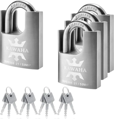Vista 9 de 21/40-2PS Candado con Funda de Acero Inoxidable de Alta Seguridad con Llave de Acero Inoxidable para Uso en Interior y Exterior