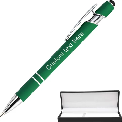 Vista 35 de Bolígrafos personalizados a granel con punta de lápiz capacitivo, bolígrafos personalizados de 0.020 in con nombre, logotipo o mensaje grabado