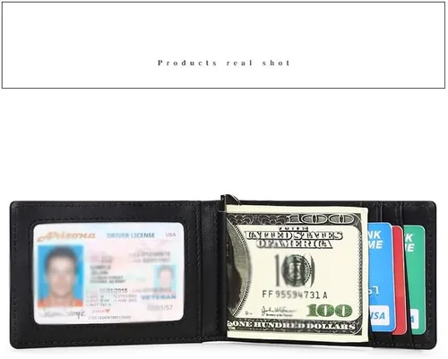 Vista 5 de CCBUY Tarjetero de cuero para hombre, tarjetero de crédito de negocios, tarjetero de identificación para hombre, clip de dinero