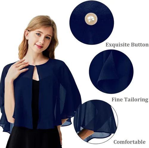 Vista 2 de Ciormis Capa de gasa suave para mujer, chal de boda, vestido de noche