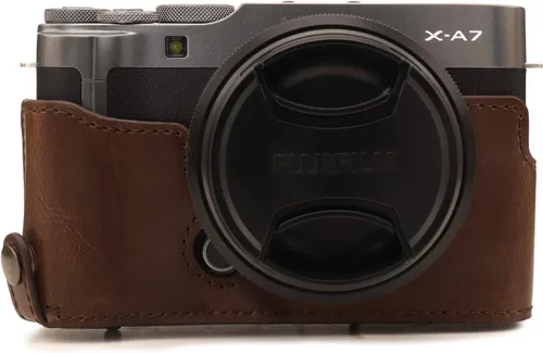 Vista 2 de MegaGear MG1768 Ever Ready - Funda de piel para cámara compatible con Fujifilm X-A7, color marrón oscuro