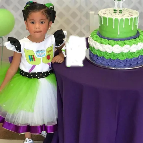 Vista 4 de Minghai Vestidos de lujo con tutú de Buzz para niñas pequeñas, disfraz de princesa, vestido de fiesta