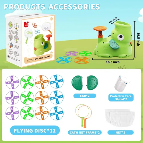 Vista 6 de CPSYUB Lanzador de disco volador para exteriores, juguetes de brinco para niños de 3, 4, 5, 6, 7, 8, 9, 10 años, juego de atrapar mariposas