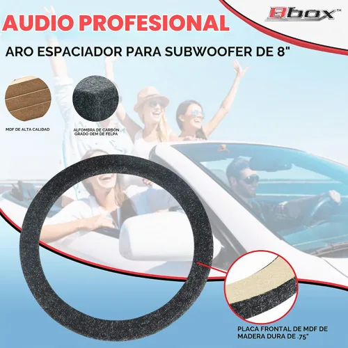 Vista 4 de Atrend Espaciador universal construido en Mdf para altavoz de 8 pulgadas o sub - añade 3/4" a profundidad