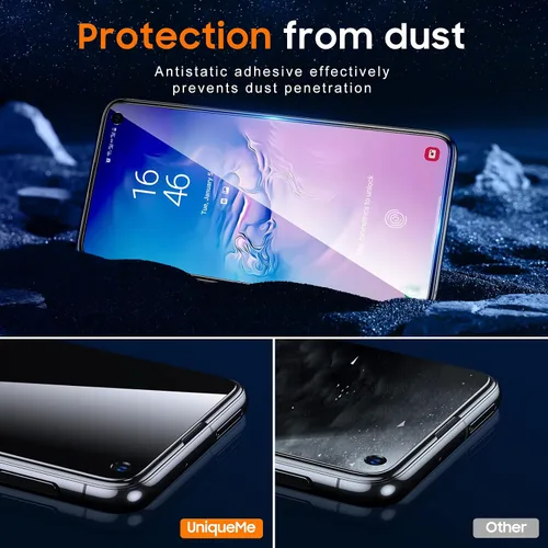 Vista 4 de [Paquete de 4] UniqueMe compatible con Samsung Galaxy S10e Protector de pantalla de vidrio templado, dureza 9H, sin burbujas