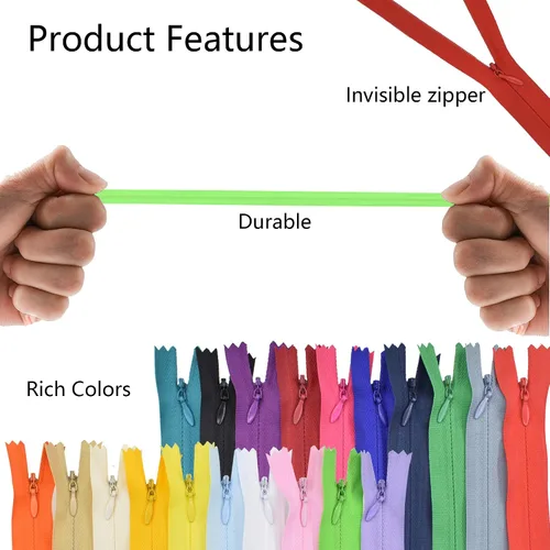 Vista 5 de 40 cremalleras invisibles de nailon para costura a medida, vestidos, faldas, almohadas especiales de manualidades (color mixto/16 pulgadas)
