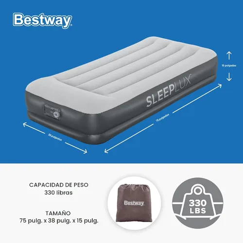 Vista 2 de SLEEPLUX Colchón de aire inflable duradero con bomba incorporada, almohada y cargador USB