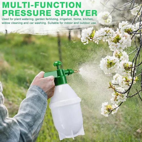 Vista 7 de Ziliny 2 botellas de pulverización de mano de 27 onzas, botellas de spray de jardín Mister, pulverizador de mano a presión para césped con boquilla