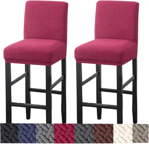 Vista 12 de HFCNMY Fundas para taburetes de bar, paquete de 2 fundas elásticas para taburetes de bar con respaldo, fundas de taburete de bar de jacquard