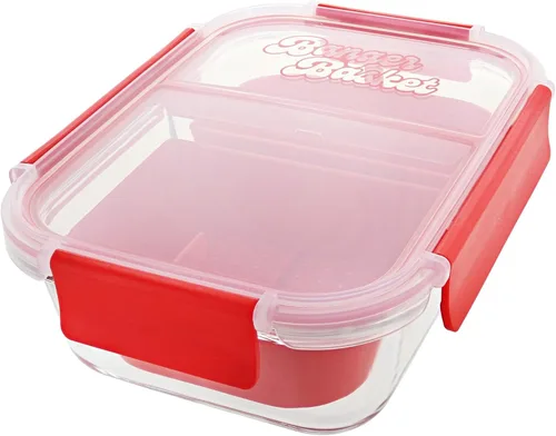 Vista 10 de Herramienta de limpieza de contenedores de vidrio de borosilicato de dos compartimentos con tapa sellable (azul ártico)