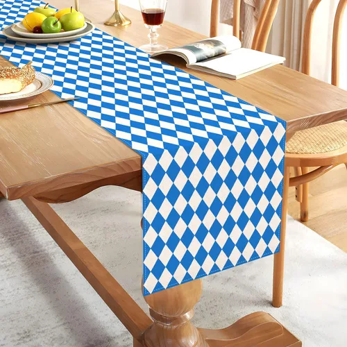 Vista 2 de Sunwer Camino de mesa Oktoberfest para festivales de cerveza alemana bávara, fiesta, para interiores y exteriores, decoración para el hogar, cocina