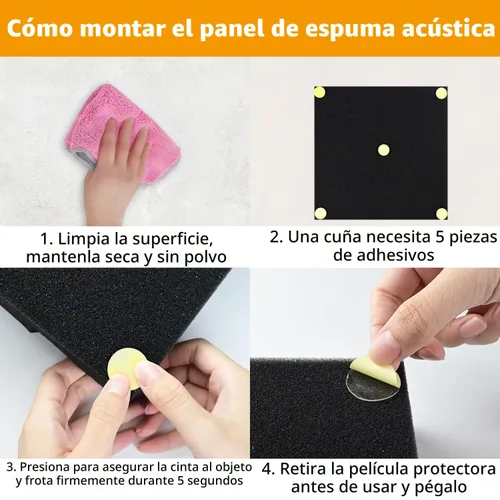 Vista 6 de Focusound Paquete de 300 Puntos Adhesivos de Doble Cara Amarillos para Paneles de Espuma Acústica Insonorizante