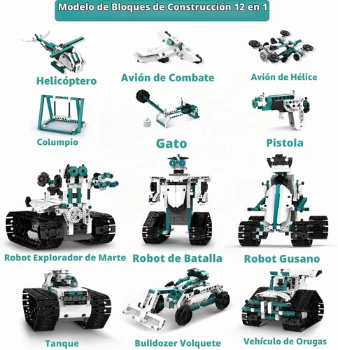 Vista 2 de Juguetes de Robot STEM para 8-14, 12 en 1 Juguetes de Robótica de Control Remoto para Niños, Kit de Construcción de Robot Programable Regalo