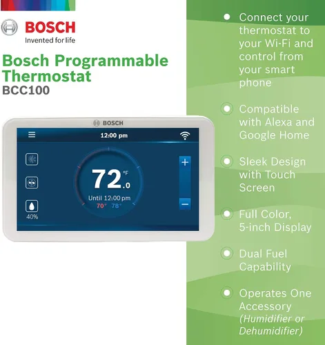 Vista 2 de Bosch termostato con control y conexión Wi-Fi.