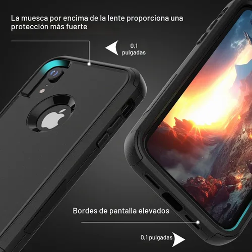 Vista 4 de X-belmox Funda para iPhone XR [a prueba de caídas] [a prueba de golpes] Funda de protección contra caídas de servicio pesado de 3 capas para iPhone