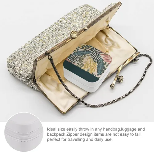 Vista 3 de Estuche organizador de joyas de viaje bolsa de almacenamiento de joyas para mujer collar aretes anillos pulsera regalos para mamá novia plantas