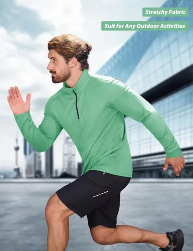 Vista 48 de MAGCOMSEN Sudadera de golf de manga larga con forro polar para hombre, con cremallera de 1/4, térmica, para correr