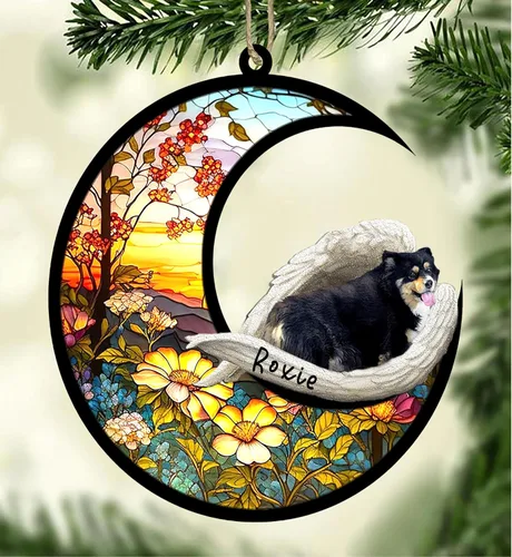 Vista 112 de Atrapasoles conmemorativo personalizado para perros, adorno navideño de Airedale Terrier, recuerdo por pérdida de mascota, regalos conmemorativos