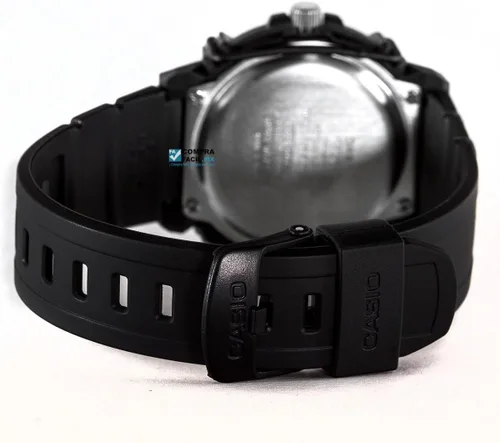 Vista 8 de Casio HDA600B-7BV Reloj de cuarzo de resina negra para hombre con esfera blanca, Azul, Reloj analógico, reloj de cuarzo