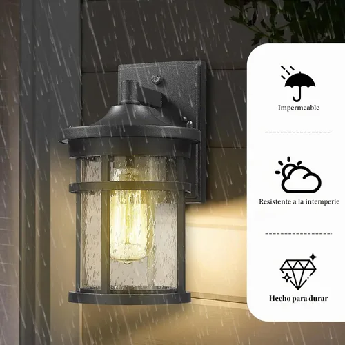 Vista 5 de Iluminación de pared al aire libre del anochecer al amanecer, linterna de pared al aire libre con sensor, luz de pared exterior antioxidante
