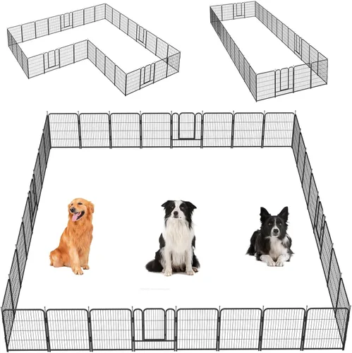 Vista 13 de Corralito para perros, 32/40/45 pulgadas de altura en resistente, plegable para interiores y exteriores, valla antióxido para ejercicio de perros