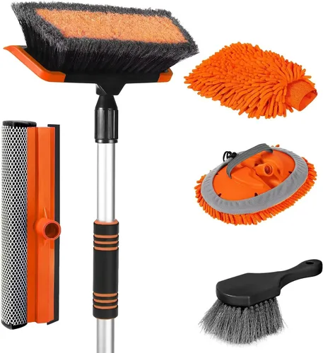 Vista 9 de Wontolf Cepillo de Lavado de Coche de 62'' con Mango Largo, Cerdas Suaves Sin Rayones Kit Resistente de Trapeador de Lavado de Coche, Kit Completo