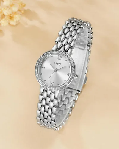 Vista 5 de CIVO Quartz Gold Watch for Women Elegant Stainless Steel Dress Wristwatch with Diamond Dial - Ladies Luxury Watch for Small Wrists - Gift for