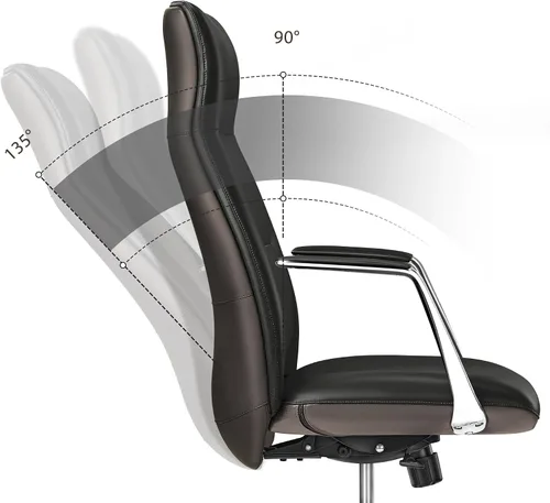 Vista 3 de EUREKA ERGONOMIC Royal Slim Silla Ejecutiva de Respaldo Alto de Cuero Negro para Oficina, Silla de Escritorio para el Hogar para Adultos, Grande