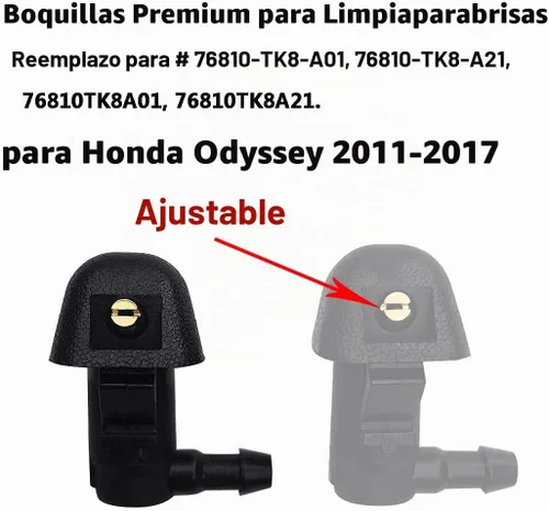 Vista 6 de 76810-TK8-A01 Conjunto de boquillas de limpiaparabrisas ajustables Premium para Honda Odyssey 2011 2012 2013 2014 2015 2016 2017, repuesto directo