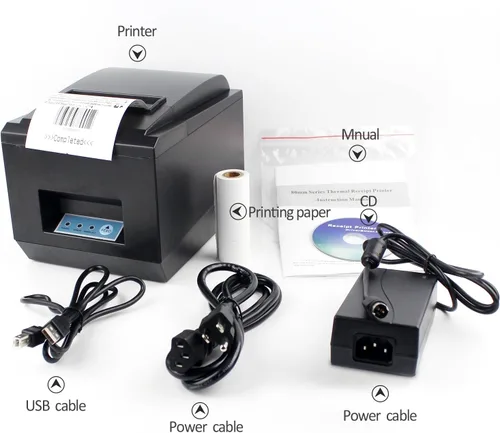Vista 5 de symcode Impresora térmica de recibos POS Ethernet/LAN y puerto serie - Cortador automático - Puerto de cajón de efectivo - Ancho de papel 3 1/8