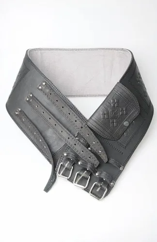 Vista 5 de Cinturón de cuero negro hecho a mano para hombre, cintura ancha vikingo o corsé Se adapta a cinturas de 27 a 60 pulgadas