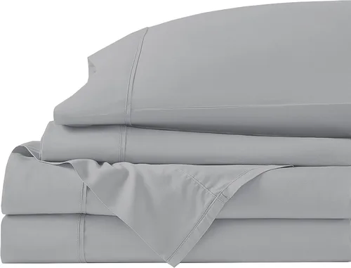 Vista 20 de Juego de cama de 5 piezas, 100% algodón egipcio de 600 hilos, fundas de almohada y sábana bajera con bolsillo extra profundo, ropa de cama suave