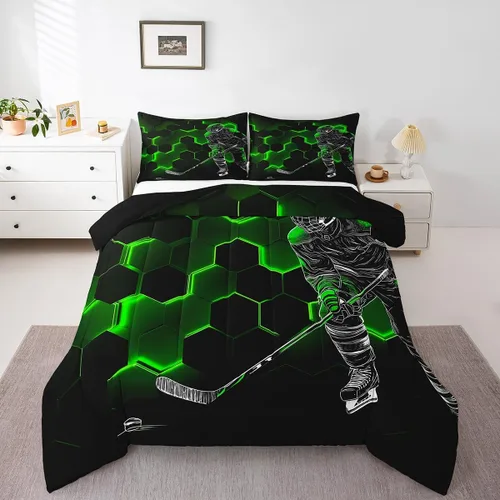 Vista 15 de Erosebridal - Juego de edredón individual para niños con diseño de béisbol y sóftbol, juego de cama deportivo acolchado para niños, edredón