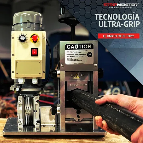 Vista 5 de StripMeister Máquina peladora de cables industrial E2000x - Tamaño de cable de hasta Ø3-1/8", sin atascos, pelacables automático con motor de CC